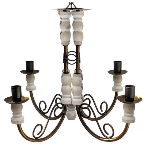 Luminária de Madeira Rustica para Área Gourmet e Cozinha Rústica - Verniz & Branco