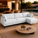 Ver imagem 3 de Sofá Sala de Estar Atena Chaise Direito Pés de Ferro 284cm 5 Lugares Bouclê Branco M1 - Monari Desig