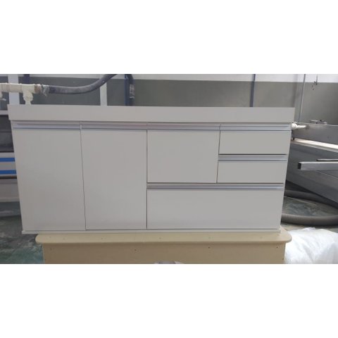 - Gabinete para Pia de Cozinha 1,50m Donatello Branco Fosco 100% Mdf 15mm Rino Móveis