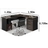 Mesa para Escritório Yaris L 1,20x1,50 Tpo 30mm Gaveteiro Pedestal 4 Gavetas Marsala/preto - 2