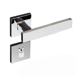 Fechadura Externa Pado Retro Roseta Quadrada Cromada 55mm - 1