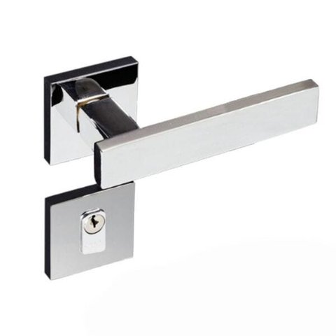 Fechadura Externa Pado Retro Roseta Quadrada Cromada 55mm