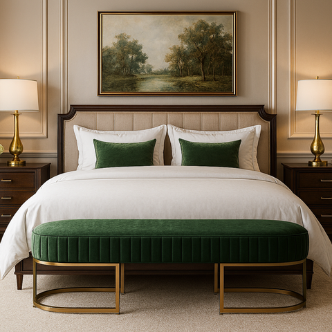 Recamier Glow 110cm Puff Moderno Premium Sala e Quarto:verde