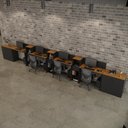 Ver imagem 1 de Conjunto de Escritório Smart 3 Livreiro 2 Buffet e 4 Mesas 90cm - Preto e Cedro