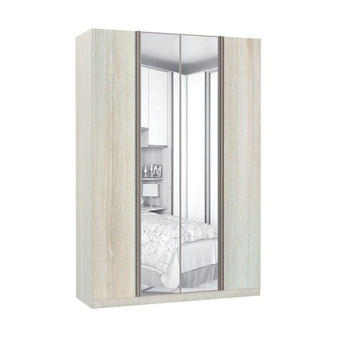 Guarda-roupa Solteiro Luciane 4 Portas 3 Gavetas Prime Plus Alumínio com Espelho 160 Cm