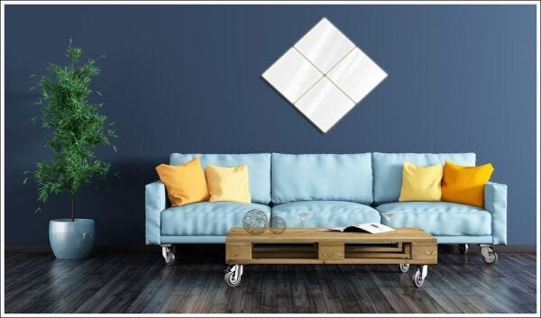 Espelhos de Vidro Decorativos Quadrados Diagonais 70 X 70 Cm - 6