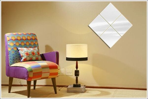 Espelhos de Vidro Decorativos Quadrados Diagonais 70 X 70 Cm - 5