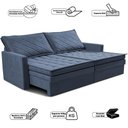 Ver imagem 4 de Sofá sem Caixa Retrátil Baú 2,00m Cama Inbox Marselha Suede Velusoft Azul