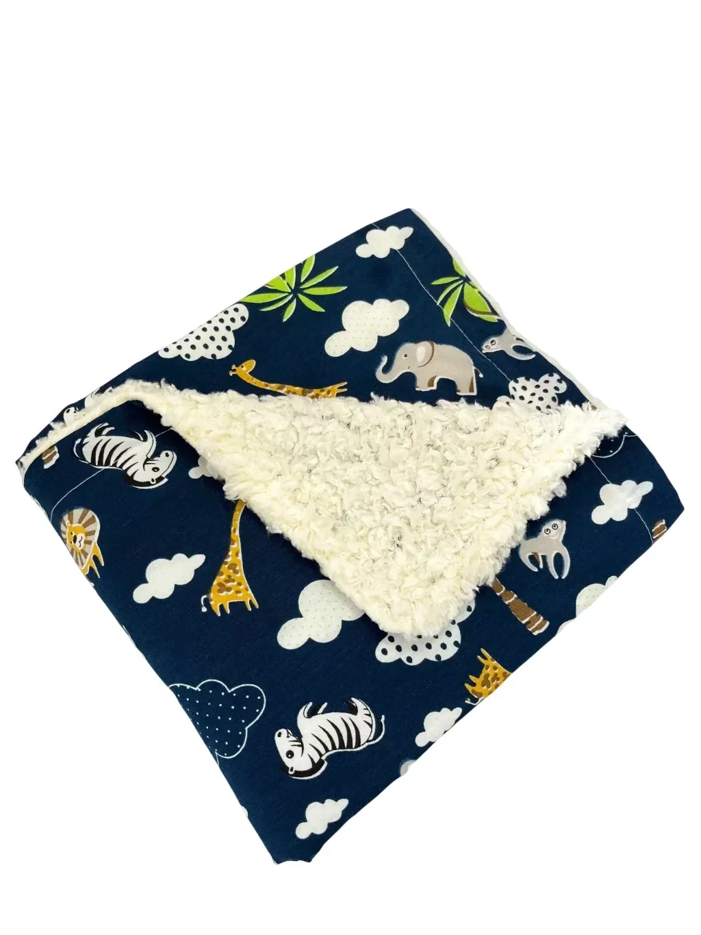 Cobertor de Sherpa Estampado G - Safari Marinho
