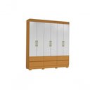 Ver imagem 4 de Roupeiro Marrocos 6 Portas 6 Gavetas MDP Cinamomo Off White Aramóveis 187cm