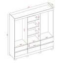 Ver imagem 3 de Roupeiro Marrocos 6 Portas 6 Gavetas MDP Cinamomo Off White Aramóveis 187cm