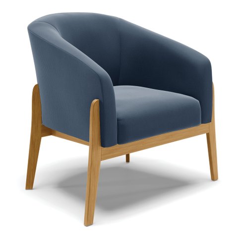 Poltrona Stella Suede Azul Marinho Base Madeira Castanho - D’Rossi