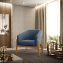 Ver imagem 2 de Poltrona Stella Suede Azul Marinho Base Madeira Castanho - D'Rossi DRossi