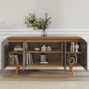 Ver mais imagens de Buffet Aparador 160cm 4 Portas Pé Madeira Lady Cinza/cedro C14 - Mpozenato