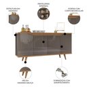 Ver imagem 3 de Buffet Aparador 160cm 4 Portas Pé Madeira Lady Cinza/cedro C14 - Mpozenato