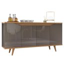 Ver imagem 2 de Buffet Aparador 160cm 4 Portas Pé Madeira Lady Cinza/cedro C14 - Mpozenato