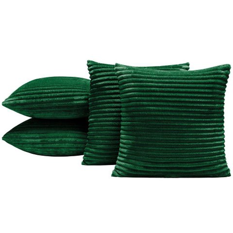 Kit 4 Capas de Almofada Napoli 45x45 Manta Canelada - Verde Esmeralda