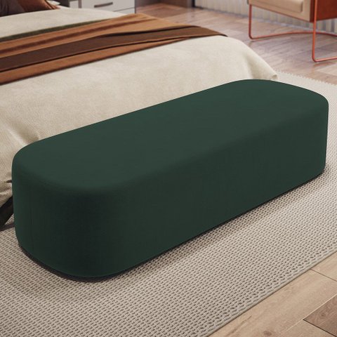 Puff Decorativo Orgânico para Living Quarto 140cm Doha W01 Suede Verde Musgo - Lyam Decor