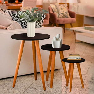 Kit 3 Mesas Mesinhas de Cabeceira Apoio Quadros Objetos Decora Organiza Sala Quarto Festa Mdf Branca