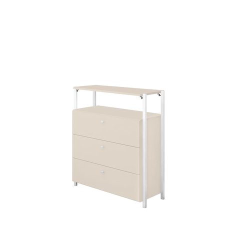 Cômoda Metalic Off White/branco 3 Gavetas - Móveis Estrela