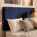 Ver imagem 5 de Cabeceira Painel Estofada Nevada Suede Azul Casal 1,40m para Cama Box