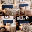 Ver imagem 3 de Cabeceira Painel Estofada Nevada Suede Azul Casal 1,40m para Cama Box