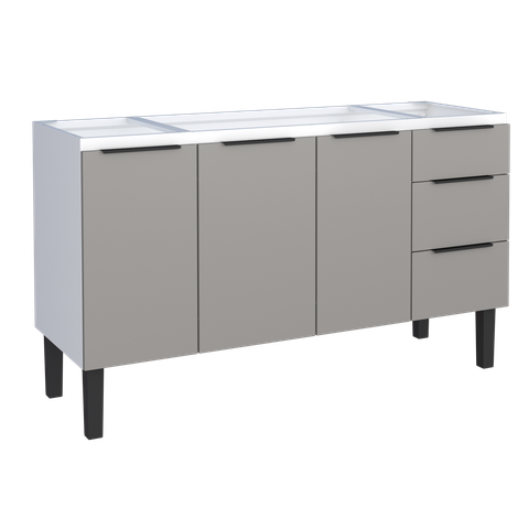 Gabinete Armário Cozinha Jupter 1.50 Mt 100% Aço Galvanizado P/ Pia -Balção 150 cm -3 Portas- 3 Gave
