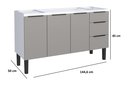 Ver imagem 2 de Gabinete Armário Cozinha Jupter 1.50 Mt 100% Aço Galvanizado P/ Pia -Balção 150 cm -3 Portas- 3 Gave