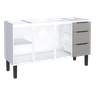 Gabinete Armário Cozinha Jupter 1.50 Mt 100% Aço Galvanizado P/ Pia -Balção 150 cm -3 Portas- 3 Gave - 4