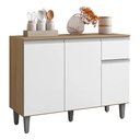Ver imagem 2 de Armário Organizador Cozinha Vanessa Amêndoa/branco C/tampo 3 Portas 1 Gaveta - Ajl Móveis