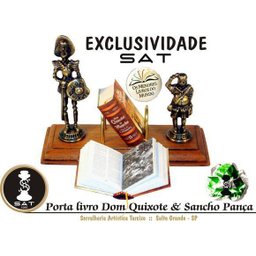Porta Livros Dom Quixote e Sancho Pança em Latão com Mini Obra Completa Sat - 5
