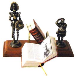Porta Livros Dom Quixote e Sancho Pança em Latão com Mini Obra Completa Sat - 3
