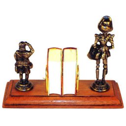 Porta Livros Dom Quixote e Sancho Pança em Latão com Mini Obra Completa Sat - 6