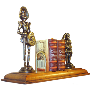 Porta Livros Dom Quixote e Sancho Pança em Latão com Mini Obra Completa Sat