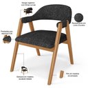 Ver imagem 4 de Cadeira de Jantar e Estar Living Estofada Nadja L02 Linho Chumbo - Lyam Decor