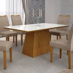 Mesa de Jantar Retangular Tampo MDF/Vidro 180cm Pampulha Leifer - 2 Mesa de Jantar Retangular Tampo MDF/Vidro 180cm Pampulha Leifer - 2