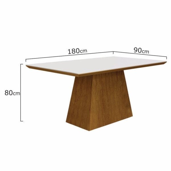 Mesa de Jantar Retangular Tampo MDF/Vidro 180cm Pampulha Leifer em MDF ...