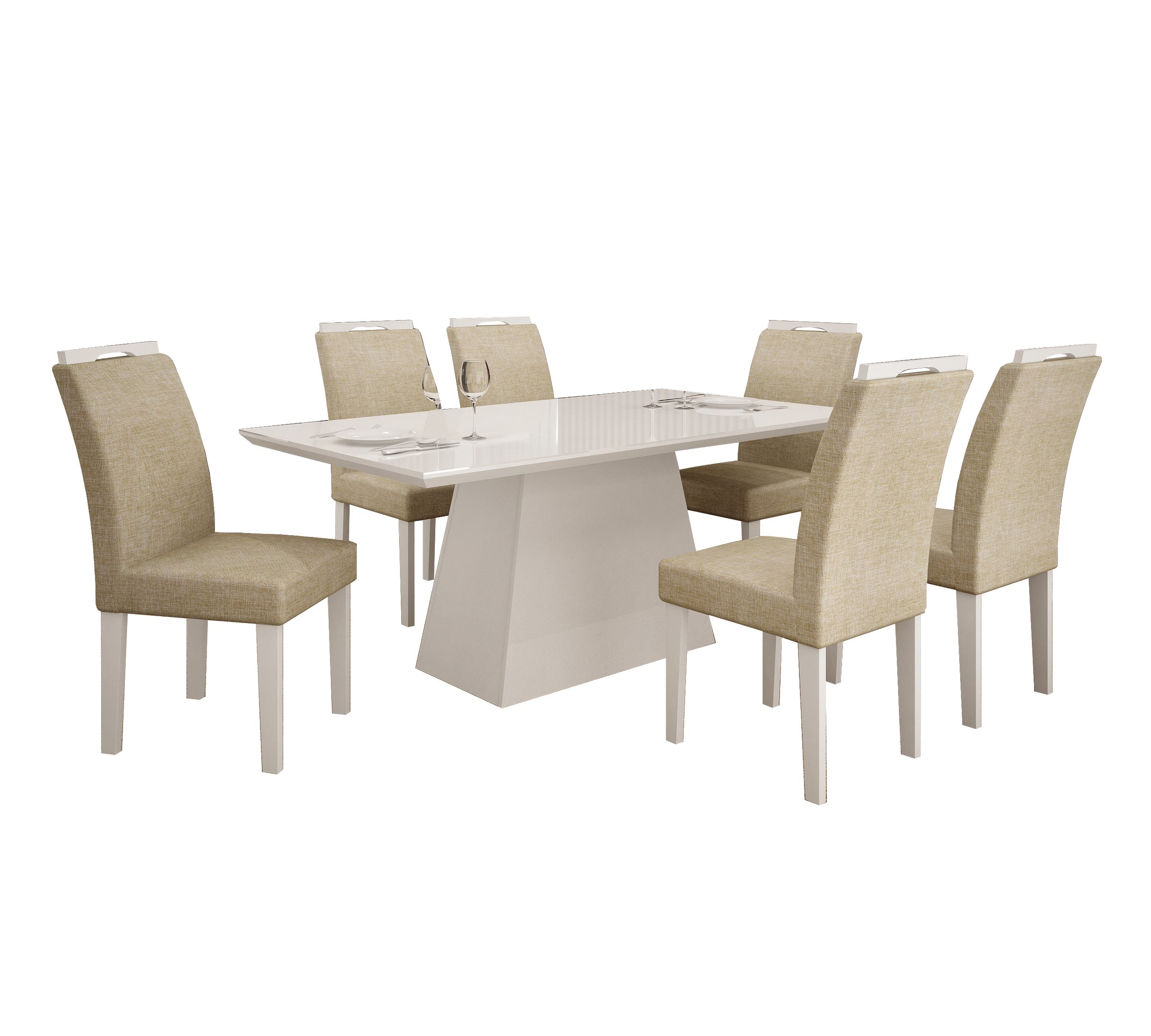 Mesa de Jantar Retangular Tampo MDF/Vidro 180cm Pampulha Leifer - 4