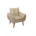 Ver imagem 2 de Kit 02 Poltrona Cadeira Decorativa Glamour com Pés Quadrado Bege Linho