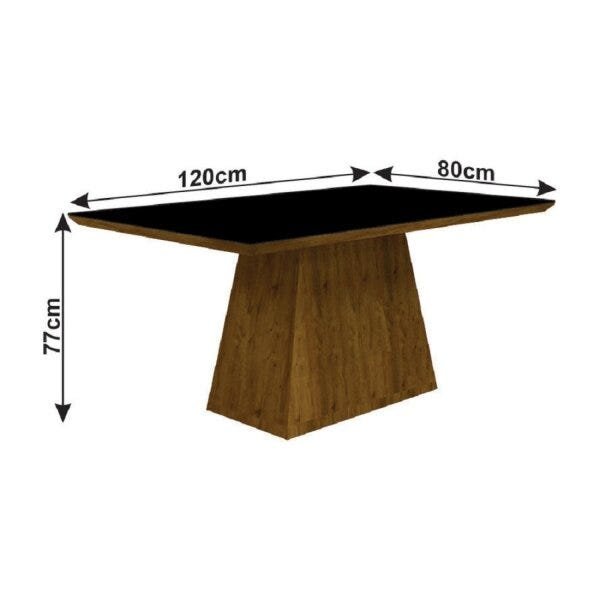 Mesa De Jantar Retangular Tampo Mdf Vidro 120cm Pampulha Leifer Madeiramadeira