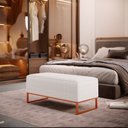 Ver imagem 1 de Puff Decorativo Sala de Estar Cléo 90cm Base de Ferro Cobre W01 Bouclê Cru - Lyam Decor