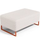 Ver imagem 2 de Puff Decorativo Sala de Estar Cléo 90cm Base de Ferro Cobre W01 Bouclê Cru - Lyam Decor