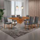 Ver imagem 2 de Mesa de Jantar Aster 180 cm Tampo MDF Canto Copo Laminado e 6 Cadeiras Lira