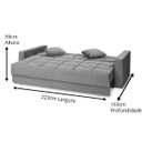 Ver imagem 4 de Sofá Cama Reclinável Retrátil 3 Lugares Zurique Cinza - Meu Estofado Sofá Cama Reclinável Retrátil 3