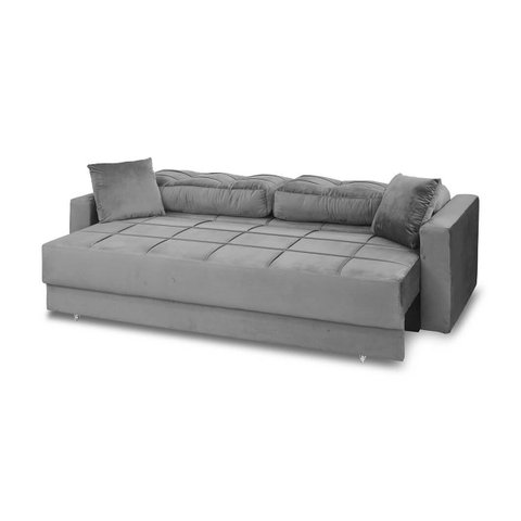 Sofá Cama Reclinável Retrátil 3 Lugares Zurique Cinza - Meu Estofado Sofá Cama Reclinável Retrátil 3