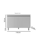 Ver imagem 2 de Balcão Gabinete de Pia sem Tampo 120cm 3 Portas Malu - Nathan Móveis Cor Rustico