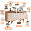 Ver imagem 3 de Aparador Buffet Bar Para Sala 02 Portas 02 Gavetas Valentim B01 Cinamomo Off White - Lyam Decor