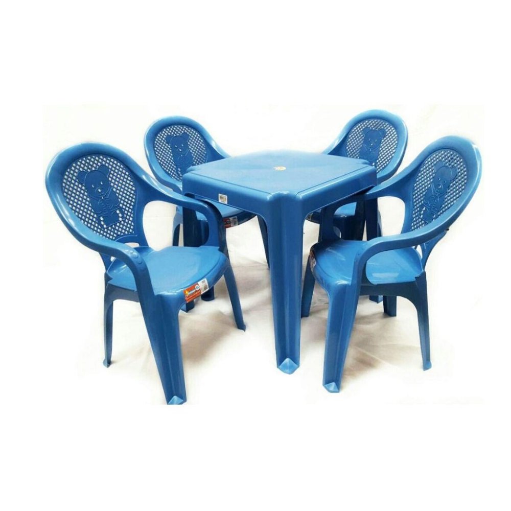 Conjunto Infantil Mesa E 4 Cadeiras Antares Azul Kit 03 Jogos - 5