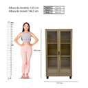 Ver imagem 4 de Cristaleira Livreiro para Sala de Jantar 2 Portas com Vidro Canelado 1 Gaveta 80cm x 147cm Paris Mar