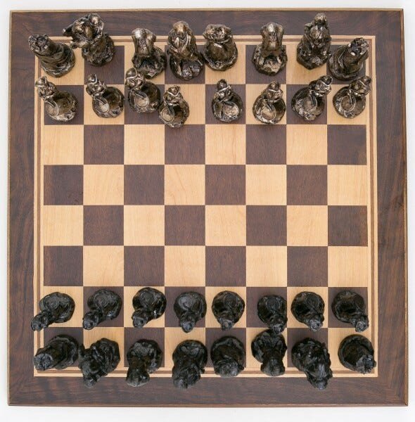 Tabuleiro de xadrez Plano Marchetado Madeira Nobre 46x46cm - 5